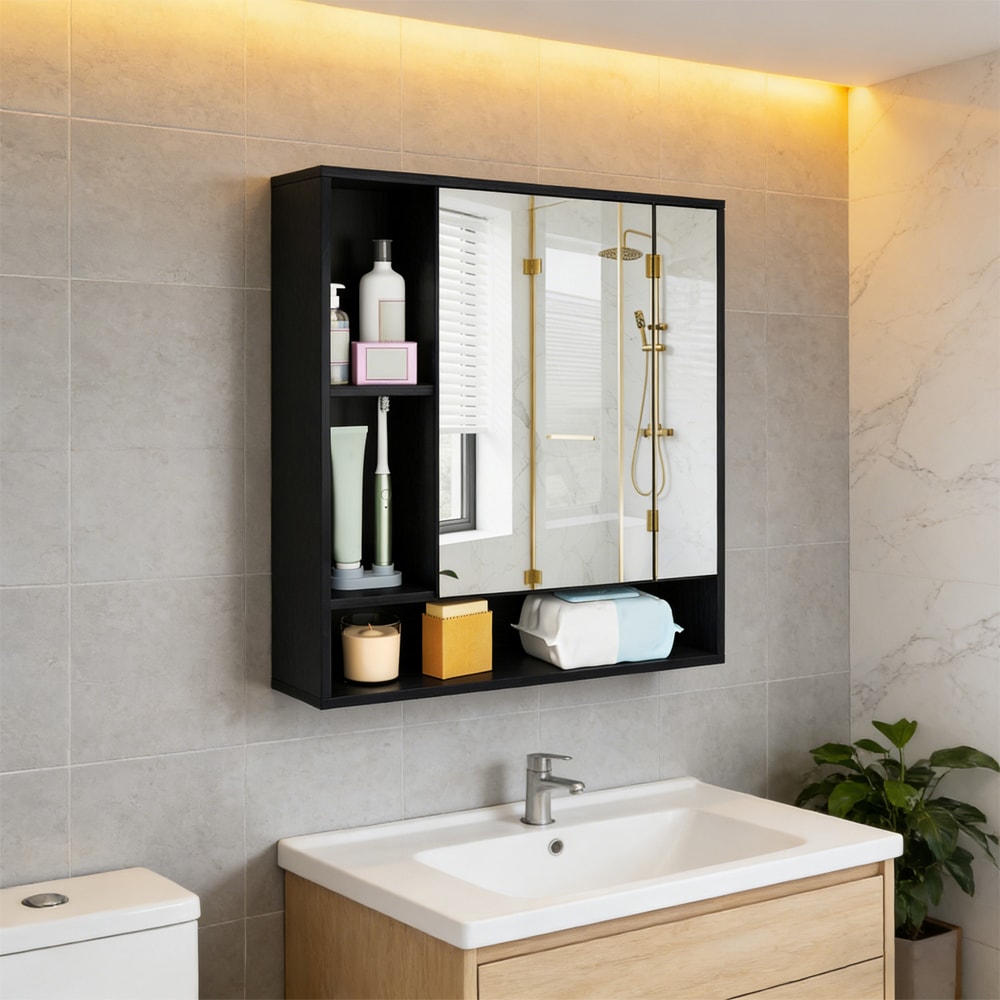 Wall Mounted Bathroom Cabinet With Mirror And Single Door_voghion.com